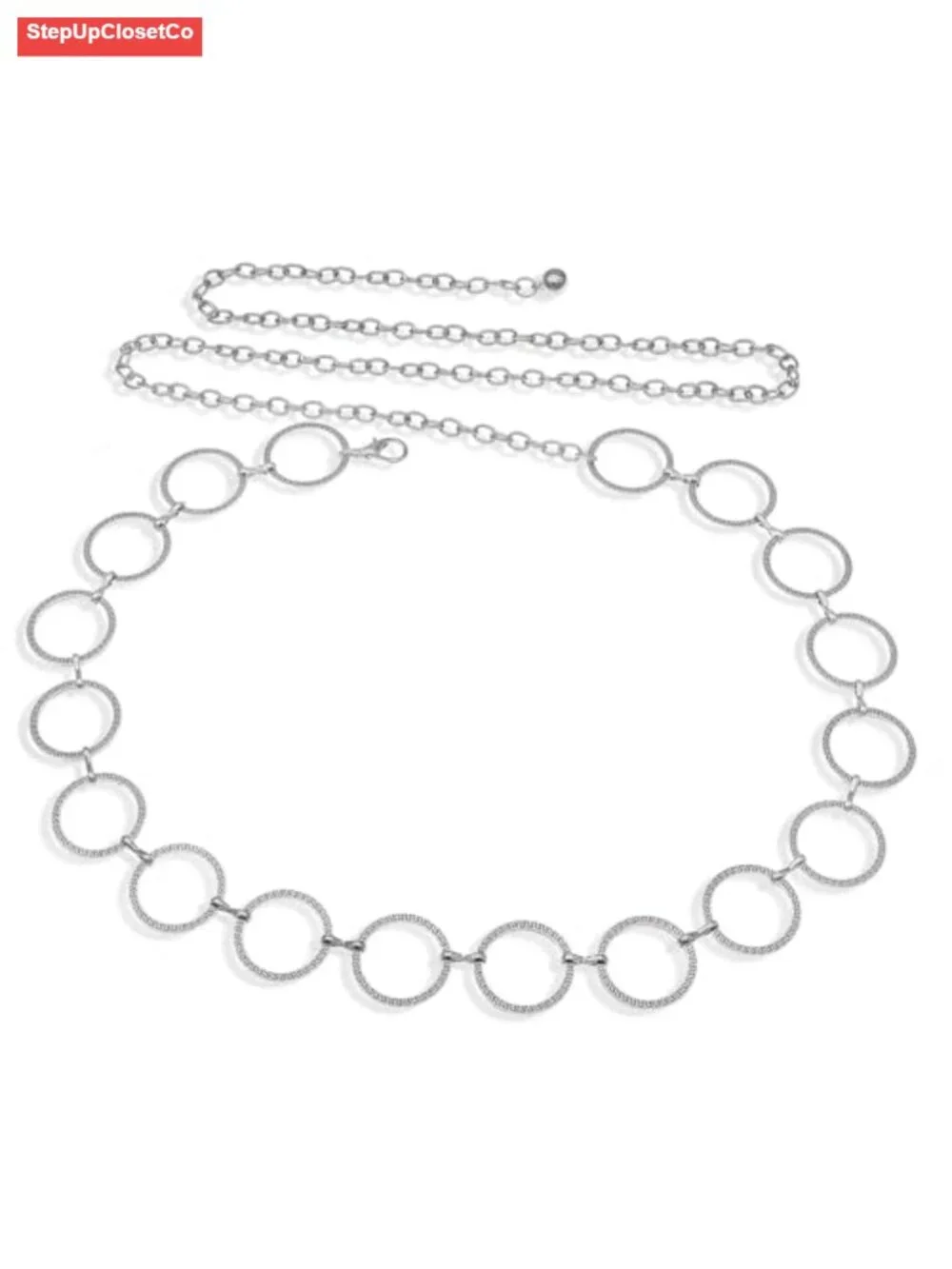 Women's Adjustable Waist Chain Belt Hollow Circle Design Alloy Metal